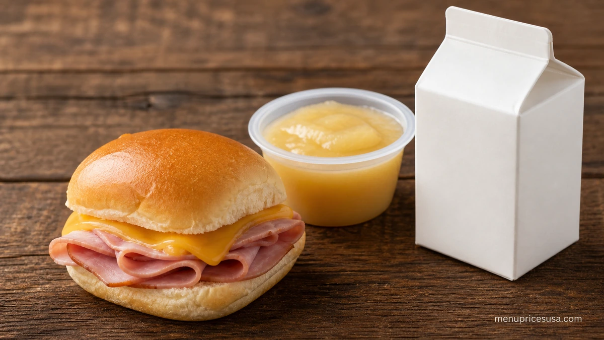 Arby's Ham Slider Kids Meal with applesauce and a small milk carton