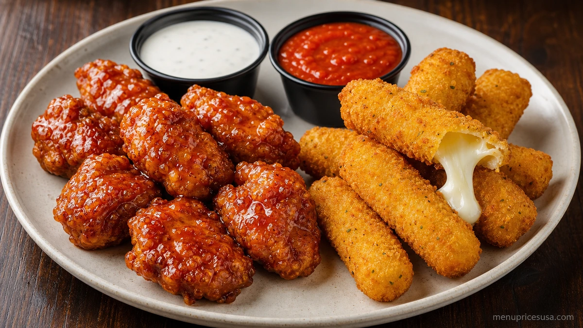 A Chili's Triple Dipper sampler platter with three appetizers and dipping sauces, part of these Chili's Appetizers Menu Prices