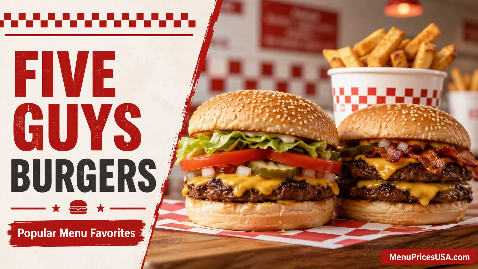 Five Guys burgers menu with prices