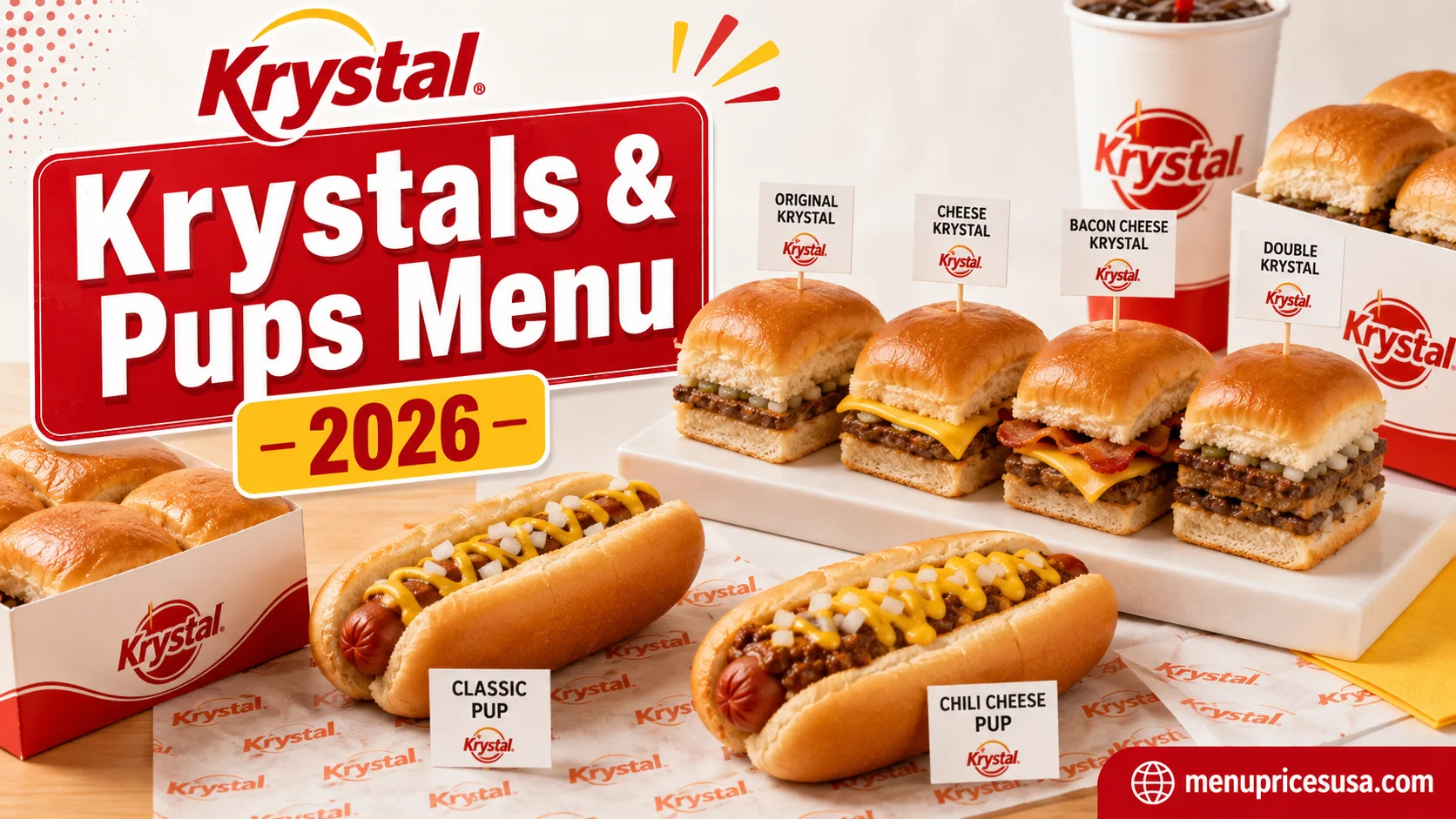 Krystal Krystals and Pups menu prices 2026