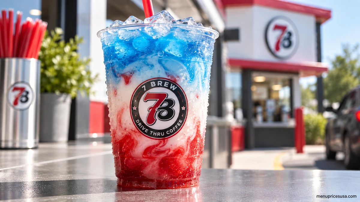 7 Brew flavored drink with layered syrup customization
