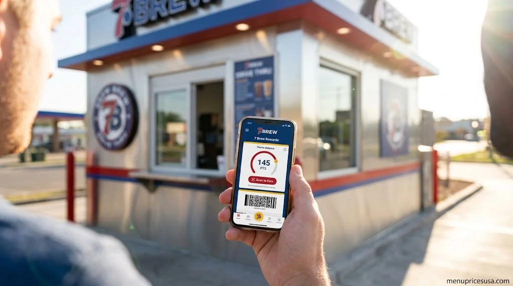 7 Brew Rewards app screen showing points balance