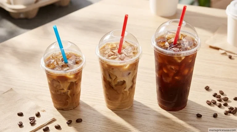 7 Brew Small, Medium, and Large iced cups side by side