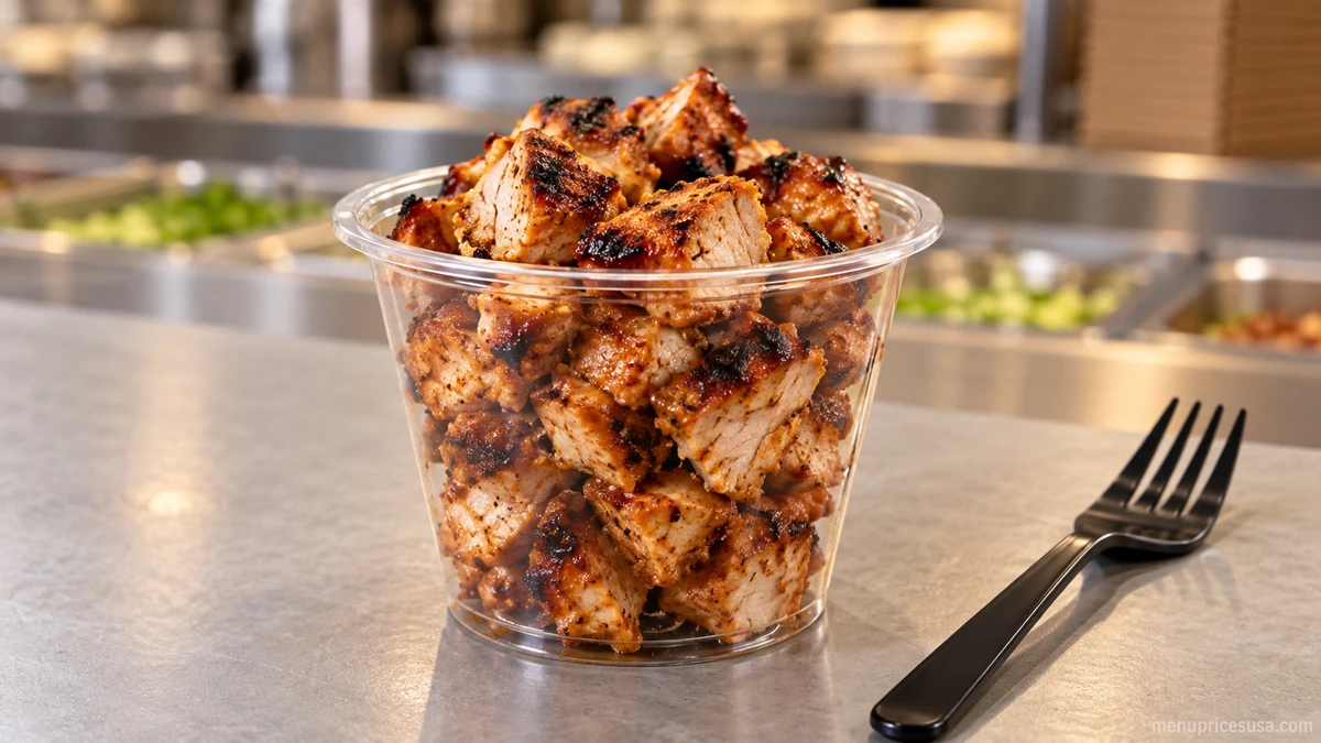 Chipotle High Protein Menu, Cup with grilled chicken, a snack-sized protein-only order