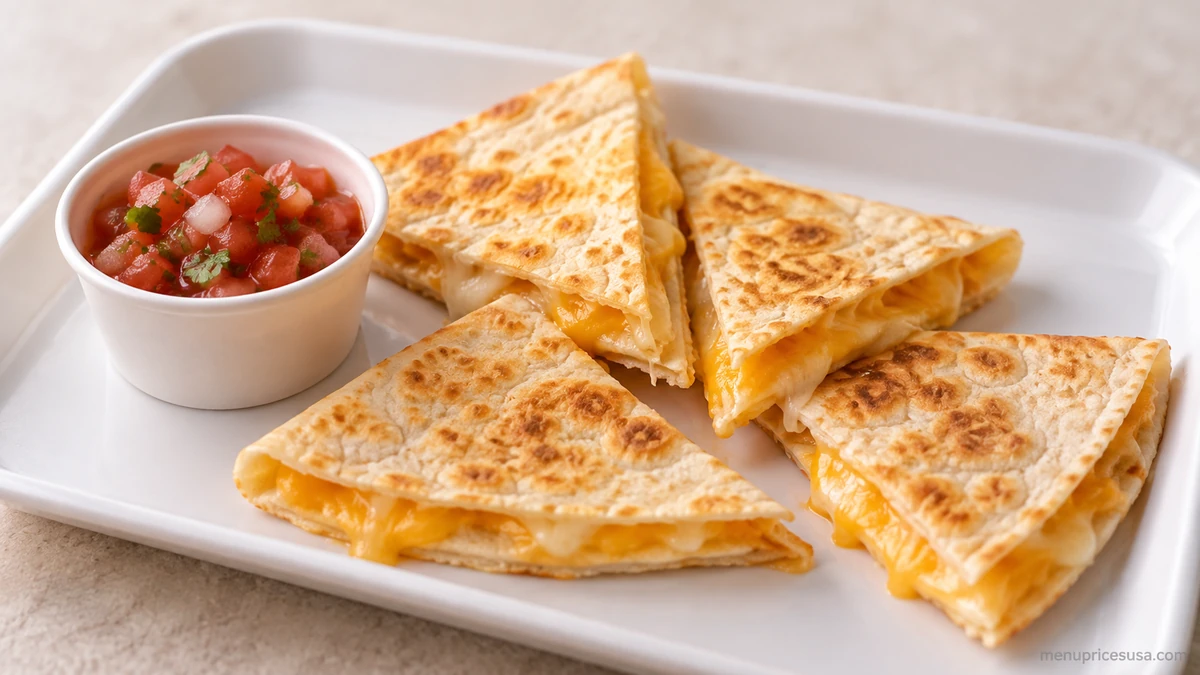 Chipotle kids quesadilla cut into triangles on a tray