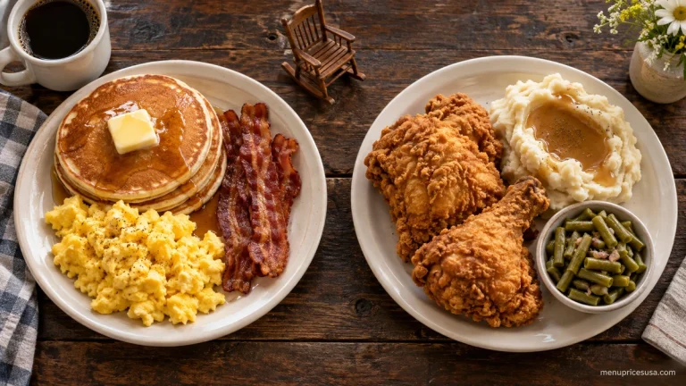 Cracker Barrel brand guide featuring a homestyle breakfast platter, a dinner plate and the country store