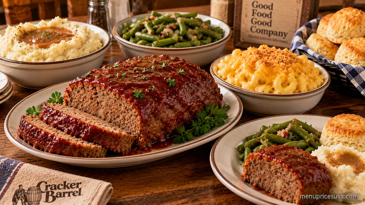Cracker Barrel Best Classic Meatloaf Family Meal, ready to share, with sides and buttermilk biscuits