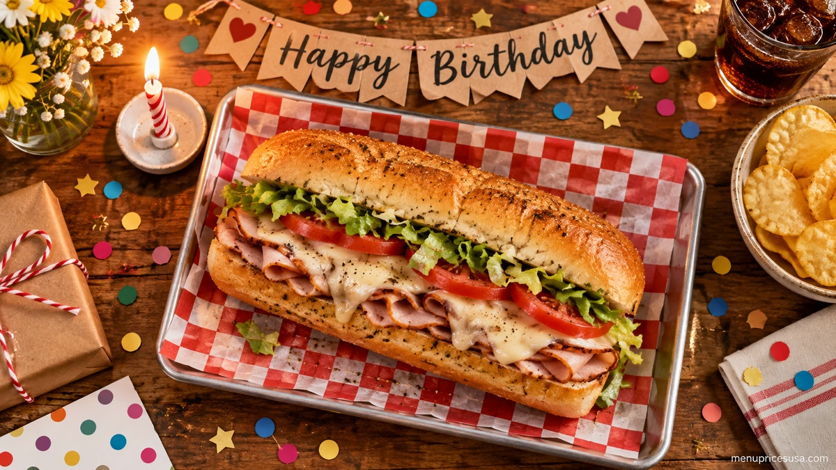 Firehouse Subs birthday reward sub on a tray, part of the Firehouse Rewards loyalty program