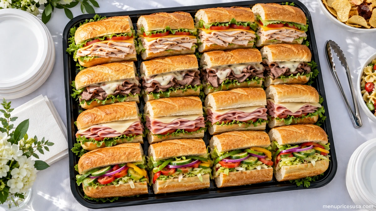 Firehouse Subs catering platter of assorted subs arranged for a group event