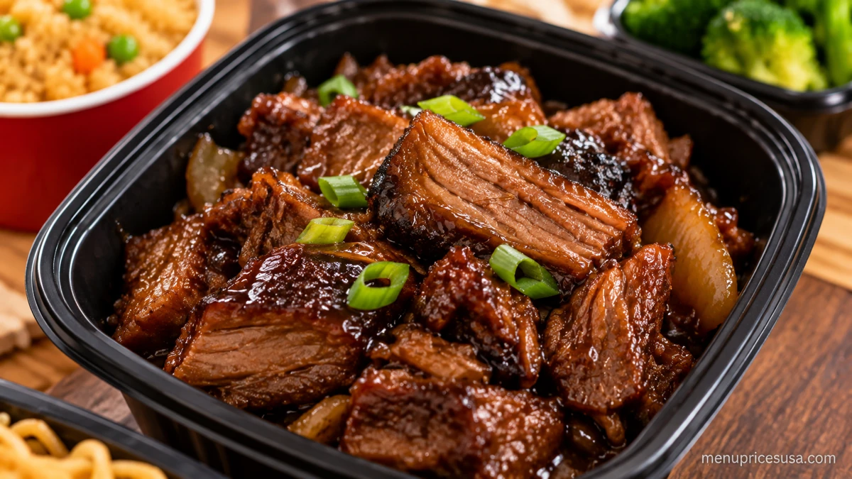 Panda Express Cantonese BBQ Brisket, a premium Family Meal entree upgrade