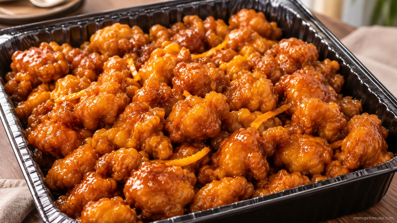 Panda Express Orange Chicken catering tray