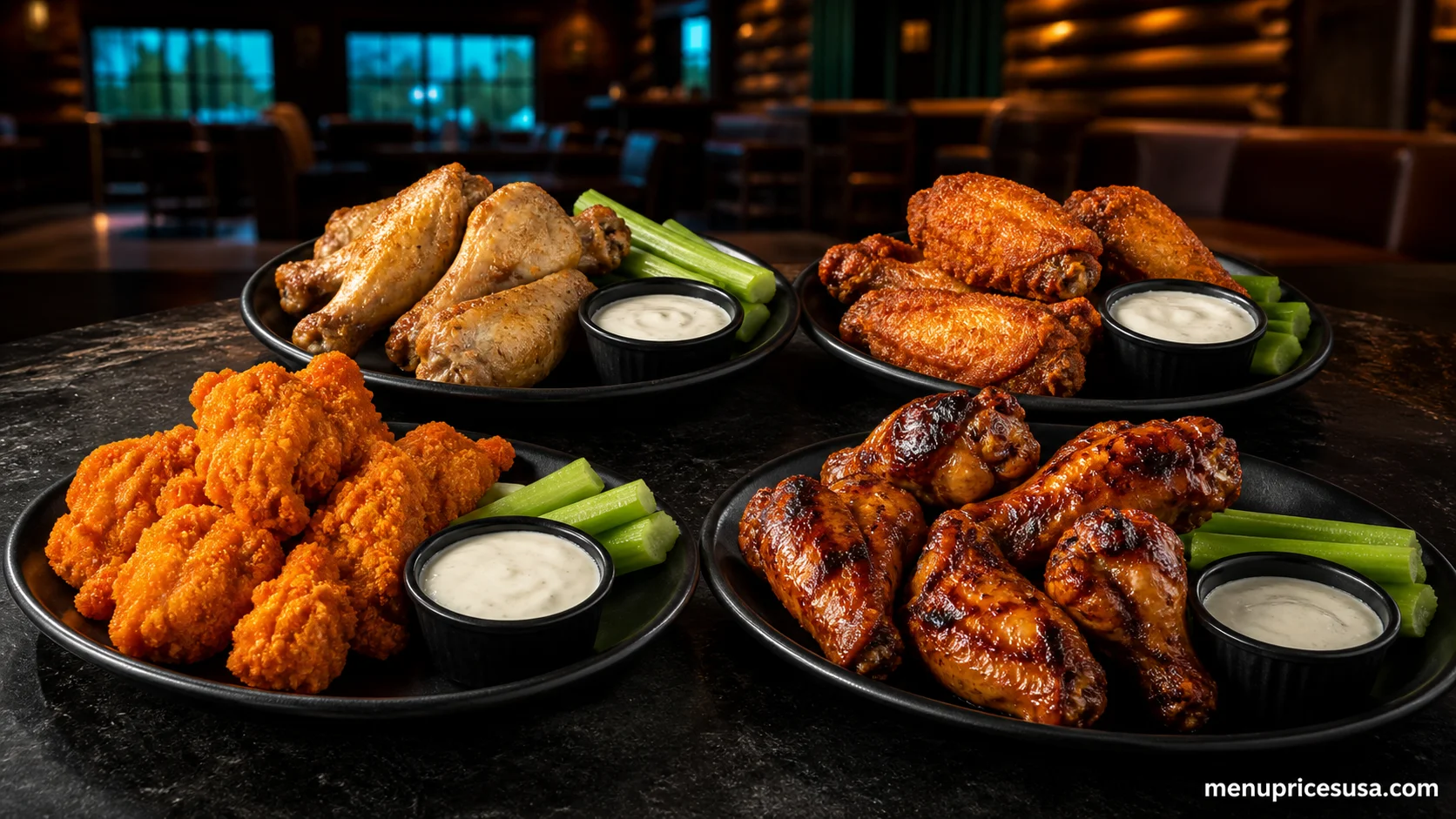 Twin Peaks Wings Menu Prices with boneless, bone-in and smoked wings