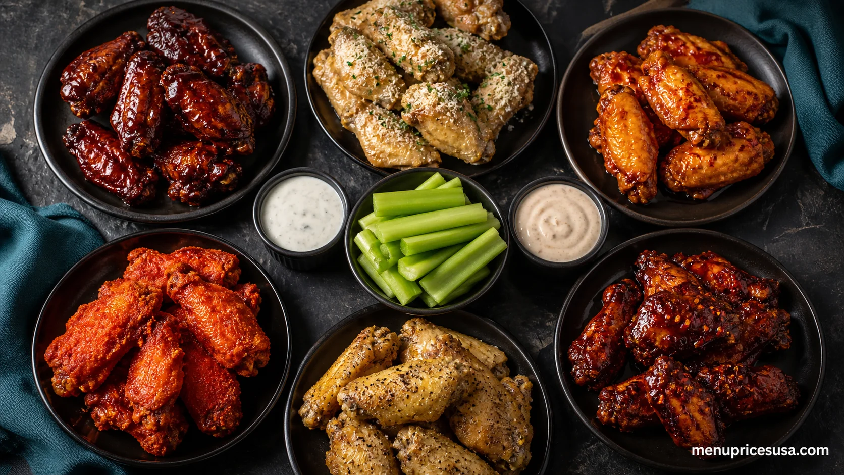 Twin Peaks wings menu with sauces and wing styles