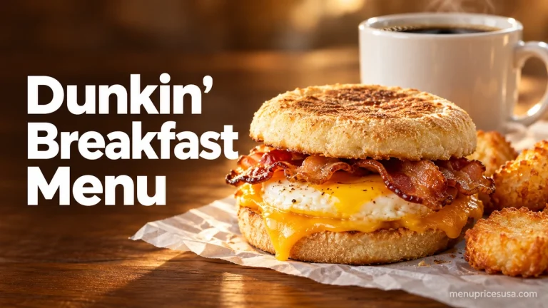 Dunkin Donuts Breakfast Menu Prices 2026 feature image with a breakfast sandwich