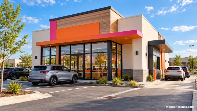 Dunkin Donuts storefront and drive-thru sign