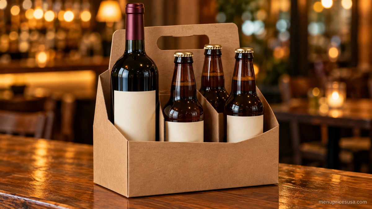 Bottle of wine and bottled beers available for Olive Garden Wine and Beer To Go