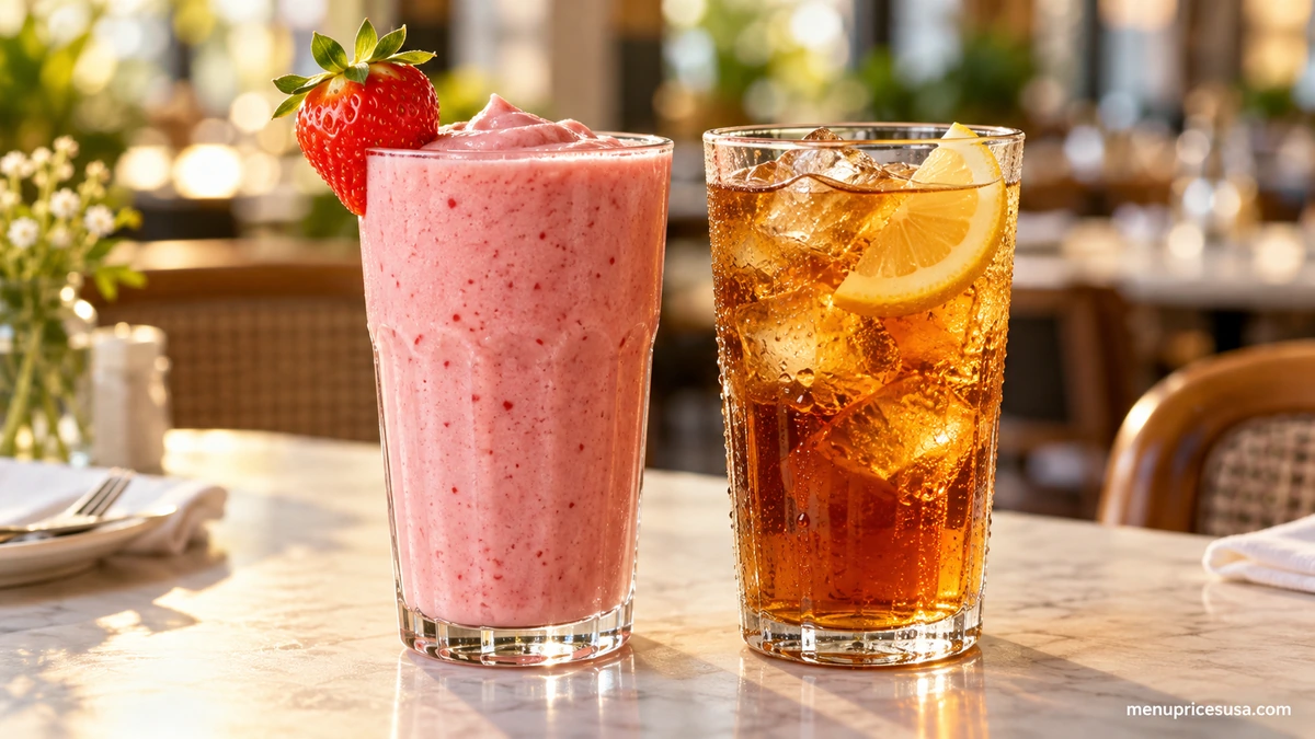 Red Lobster Drink Menu 2026 hero image with a fruit smoothie and a glass of iced tea