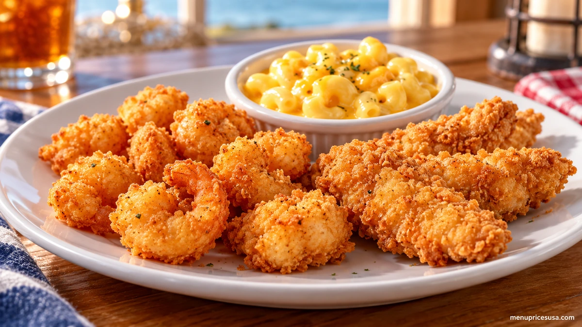 Red Lobster Kids Menu 2026 hero image with a kid-portion plate of popcorn shrimp and a side
