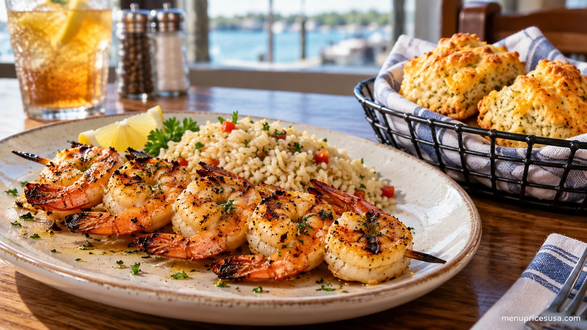 Red Lobster Lunch Menu 2026 hero image with a lunch-portion shrimp plate and Cheddar Bay Biscuits